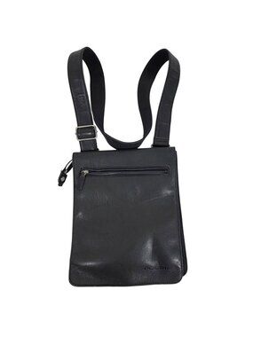 Vintage Fossil Black Pebbled Leather Crossbody Shoulder Messenger Bag Travel